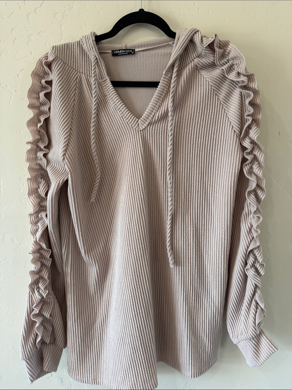 HEIMISH USA Light Beige Ribbed Top